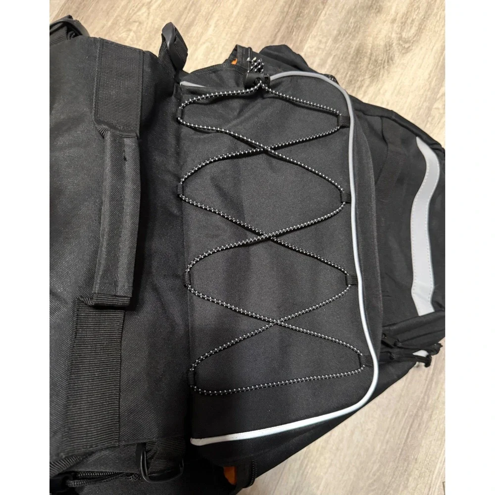 Tactical Motorcycle Tail Bag‎ Black Reflective Cargo Luggage Touring Utility Bag